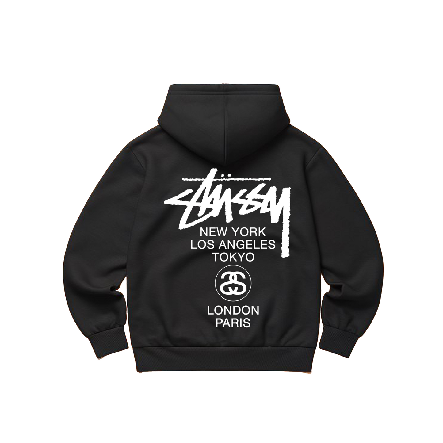 Hoodie Stussy World Tour Black - White