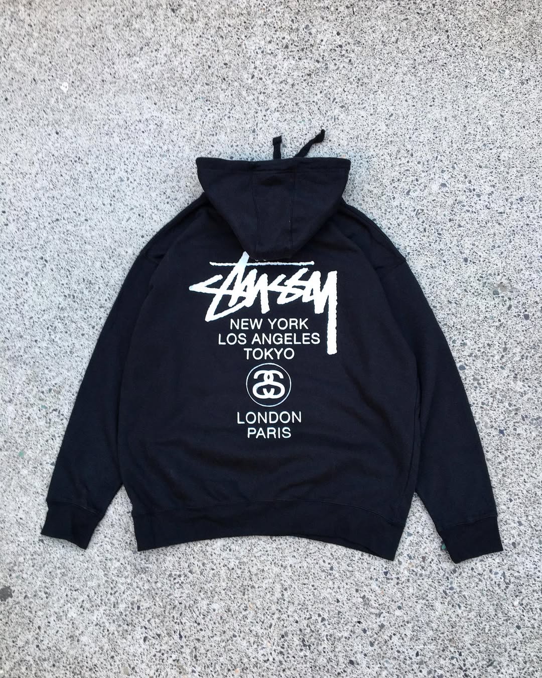 Hoodie Stussy World Tour Black - White